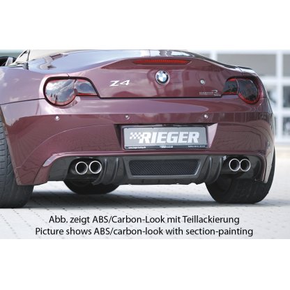 Rieger spoiler pod zadní nárazník pro BMW Z4 E85 roadster před faceliftem r.v. 02/03-12/05, plast ABS bez povrchové úpravy, pro vozy s dvojitou koncovkou na obou stranách 4x76 mm
