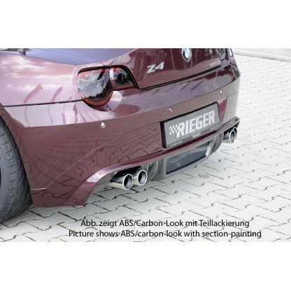 Rieger spoiler pod zadní nárazník pro BMW Z4 E85 roadster před faceliftem r.v. 02/03-12/05, plast ABS bez povrchové úpravy, pro vozy s dvojitou koncovkou na obou stranách 4x76 mm