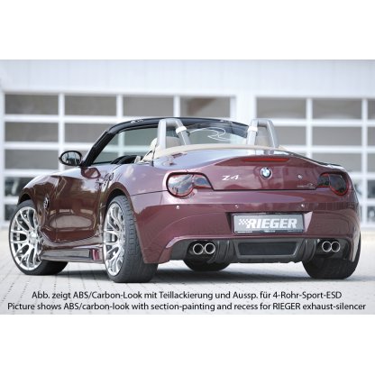 Rieger spoiler pod zadní nárazník pro BMW Z4 E85 roadster před faceliftem r.v. 02/03-12/05, plast ABS bez povrchové úpravy, pro vozy s dvojitou koncovkou vlevo