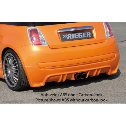 Rieger spoiler pod zadní nárazník pro Fiat 500 312 2-dvéř. r.v. 10/07-, plast ABS s povrchovou úpravou Carbon-Look, pro dvojitou koncovku uprostřed