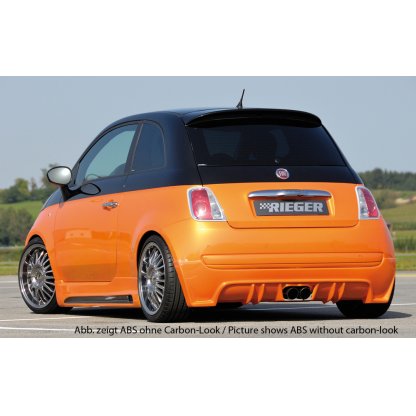 Rieger spoiler pod zadní nárazník pro Fiat 500 312 2-dvéř. r.v. 10/07-, plast ABS s povrchovou úpravou Carbon-Look, pro dvojitou koncovku uprostřed