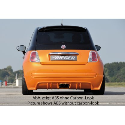 Rieger spoiler pod zadní nárazník pro Fiat 500 312 2-dvéř. r.v. 10/07-, plast ABS s povrchovou úpravou Carbon-Look, pro dvojitou koncovku uprostřed