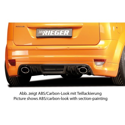 Rieger spoiler pod zadní nárazník pro Ford Focus 2 3-dvéř., 5-dvéř. před faceliftem r.v. 07/04-01/08, plast ABS s povrchovou úpravou Carbon-Look, pro vozy s koncovkami na obou stranách