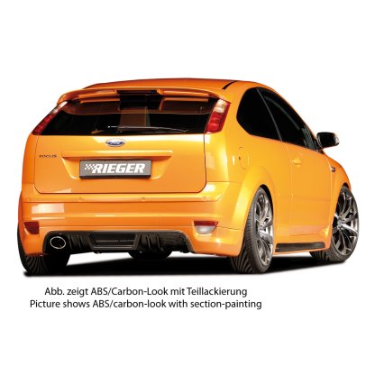 Rieger spoiler pod zadní nárazník pro Ford Focus 2 3-dvéř., 5-dvéř. před faceliftem r.v. 07/04-01/08, plast ABS s povrchovou úpravou Carbon-Look, pro vozy s koncovkou vlevo