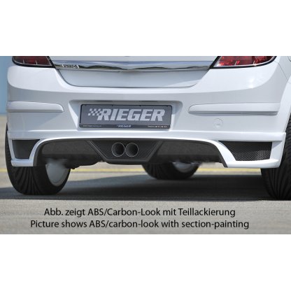 Rieger spoiler pod zadní nárazník pro Opel Astra H 5-dvéř., hatchback, notchback r.v. 03/04-, plast ABS bez povrchové úpravy, pro vozy s dvojitou koncovkou uprostřed