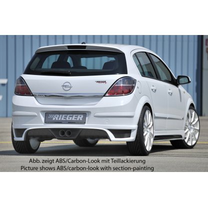 Rieger spoiler pod zadní nárazník pro Opel Astra H 5-dvéř., hatchback, notchback r.v. 03/04-, plast ABS bez povrchové úpravy, pro vozy s dvojitou koncovkou uprostřed