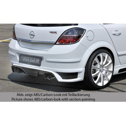 Rieger spoiler pod zadní nárazník pro Opel Astra H 5-dvéř., hatchback, notchback r.v. 03/04-, plast ABS bez povrchové úpravy, pro vozy s dvojitými koncovkami na obou stranách