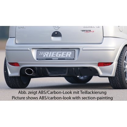 Rieger spoiler pod zadní nárazník pro Opel Corsa C 3-dvéř., 5-dvéř. po faceliftu r.v. 06/03-, plast ABS bez povrchové úpravy, pro dvojitou koncovku vlevo