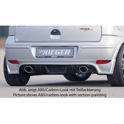 Rieger spoiler pod zadní nárazník pro Opel Corsa C 3-dvéř., 5-dvéř. po faceliftu r.v. 06/03-, plast ABS s povrchovou úpravou Carbon-Look, pro koncovky na obou stranách