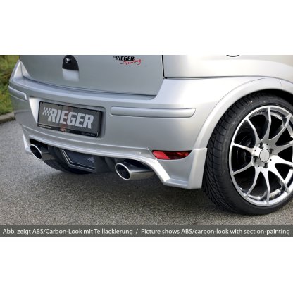 Rieger spoiler pod zadní nárazník pro Opel Corsa C 3-dvéř., 5-dvéř. po faceliftu r.v. 06/03-, plast ABS s povrchovou úpravou Carbon-Look, pro koncovky na obou stranách