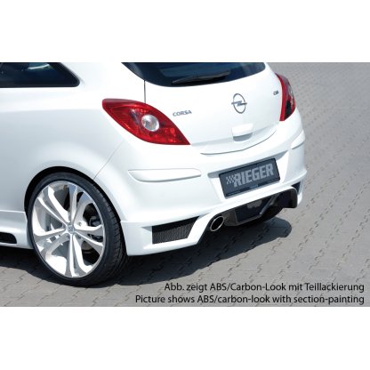 Rieger spoiler pod zadní nárazník pro Opel Corsa D 3-dvéř., 5-dvéř. vč. faceliftu r.v. 01/11-, 07/06-12/10, plast ABS bez povrchové úpravy, pro koncovku vlevo