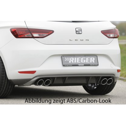 Rieger spoiler pod zadní nárazník pro Seat Leon 5F 3-dvéř. (sc), 5-dvéř. před faceliftem r.v. 10/12-12/16, plast ABS lakovaný do černé lesklé barvy, pro dvojité koncovky na obou stranách