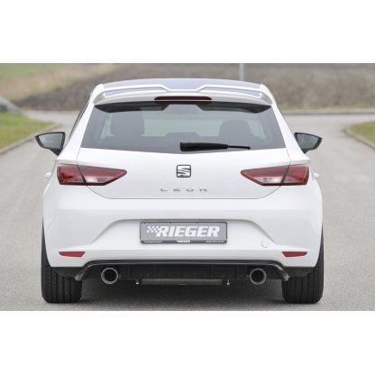 Rieger spoiler pod zadní nárazník pro Seat Leon 5F 3-dvéř. (sc), 5-dvéř. před faceliftem r.v. 10/12-12/16, plast ABS lakovaný do černé lesklé barvy, pro sportovní koncovky na obou stranách 100 mm