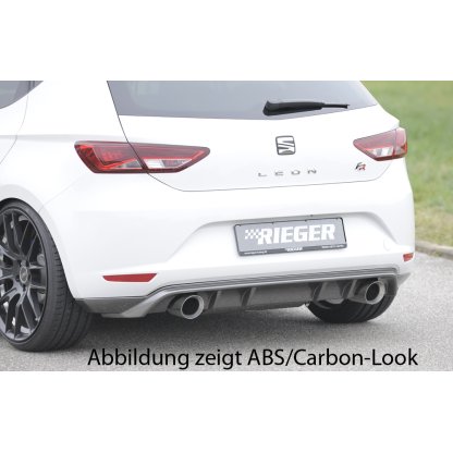 Rieger spoiler pod zadní nárazník pro Seat Leon 5F 3-dvéř. (sc), 5-dvéř. před faceliftem r.v. 10/12-12/16, plast ABS lakovaný do černé lesklé barvy, pro sportovní koncovky na obou stranách 100 mm