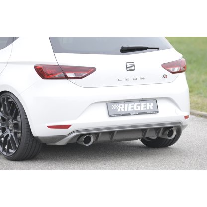 Rieger spoiler pod zadní nárazník pro Seat Leon 5F 3-dvéř. (sc), 5-dvéř. před faceliftem r.v. 10/12-12/16, plast ABS s povrchovou úpravou Carbon-Look, pro sportovní koncovky na obou stranách 100 mm