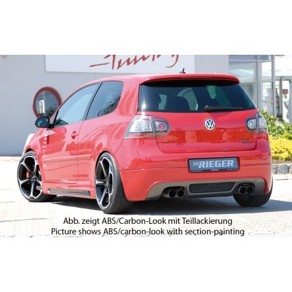 Rieger spoiler pod zadní nárazník pro Volkswagen Golf 5 1K 3-dvéř., 5-dvéř., GTI, plast ABS bez povrchové úpravy, pro dvojité koncovky na obou stranách