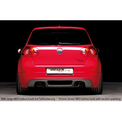 Rieger spoiler pod zadní nárazník pro Volkswagen Golf 5 1K 3-dvéř., 5-dvéř., GTI, plast ABS bez povrchové úpravy, pro dvojité koncovky na obou stranách