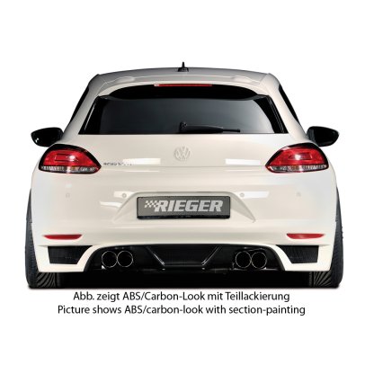 Rieger spoiler pod zadní nárazník pro Volkswagen Scirocco 3 13 2-dvéř. před faceliftem r.v. 08/08-04/14, plast ABS bez povrchové úpravy, pro dvojité koncovky na obou stranách