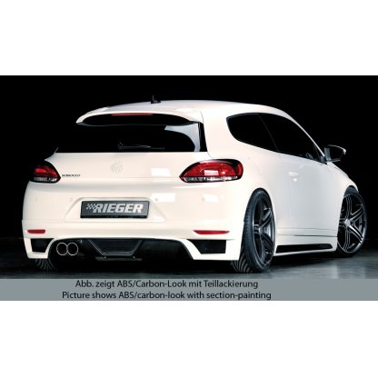 Rieger spoiler pod zadní nárazník pro Volkswagen Scirocco 3 13 2-dvéř. před faceliftem r.v. 08/08-04/14, plast ABS bez povrchové úpravy, pro dvojitou koncovku vlevo