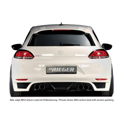 Rieger spoiler pod zadní nárazník pro Volkswagen Scirocco 3 13 2-dvéř. před faceliftem r.v. 08/08-04/14, plast ABS s povrchovou úpravou Carbon-Look, pro dvojité koncovky na obou stranách