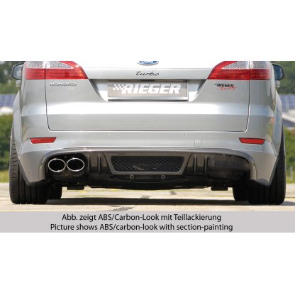 Rieger spoiler pod zadní nárazník SG-Design pro Ford Mondeo BA7 combi před faceliftem r.v. 03/07-09/10, plast ABS s povrchovou úpravou Carbon-Look, pro vozy s dvojitou koncovkou vlevo