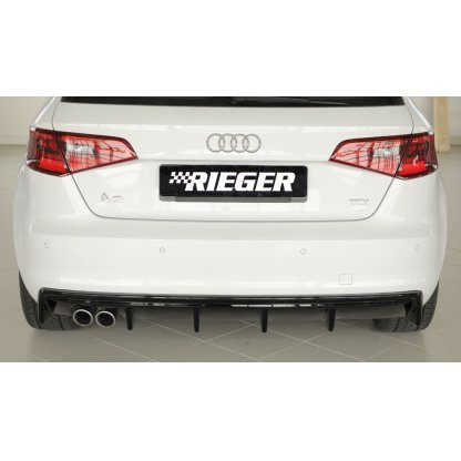 Rieger vložka zadního nárazníku (GBL56786) pro Audi A3 8V 3-dvéř. (hatchback 8V1), 5-dvéř. (sportback 8VA) před faceliftem, plast ABS lakovaný do černé lesklé barvy
