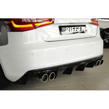 Rieger vložka zadního nárazníku (GBL56787) pro Audi A3 8V 3-dvéř. (hatchback 8V1), 5-dvéř. (sportback 8VA) před faceliftem, plast ABS lakovaný do černé lesklé barvy