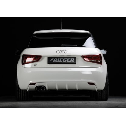 Rieger vložka zadního nárazníku pro Audi A1 8X 3-dvéř., 5-dvéř. (sportback) před faceliftem, plast ABS bez povrchové úpravy, mimo S-Line, pro orig. dvojitou koncovku vlevo 2x76 mm