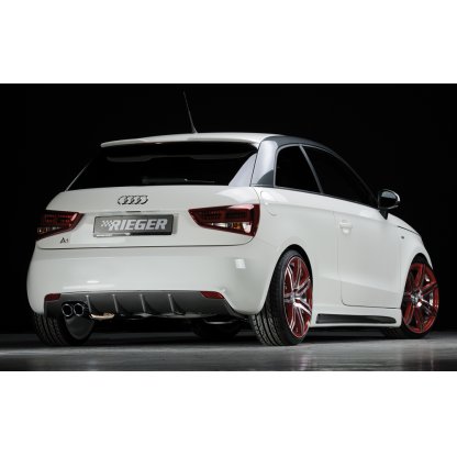 Rieger vložka zadního nárazníku pro Audi A1 8X 3-dvéř., 5-dvéř. (sportback) před faceliftem, plast ABS s povrchovou úpravou Carbon-Look, pro dvojitou koncovku vlevo 2x76 mm