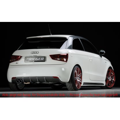 Rieger vložka zadního nárazníku pro Audi A1 8X 3-dvéř., 5-dvéř. (sportback) před faceliftem, plast ABS s povrchovou úpravou Carbon-Look, pro orig. jednoduchou koncovku vlevo