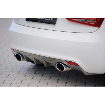 Rieger vložka zadního nárazníku pro Audi A1 8X 3-dvéř., 5-dvéř. (sportback) před faceliftem, plast ABS s povrchovou úpravou Carbon-Look, pro sportovní koncovky na obou stranách 140x90 mm