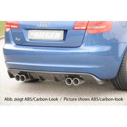 Rieger vložka zadního nárazníku pro Audi A3 8P 3-dvéř., kabriolet po faceliftu, plast ABS bez povrchové úpravy, pro dvojité koncovky na obou stranách 4x76 mm