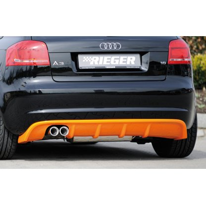 Rieger vložka zadního nárazníku pro Audi A3 8P 5-dvéř., Sportback po faceliftu, plast ABS bez povrchové úpravy, pro dvojitou koncovku vlevo 2x76 mm