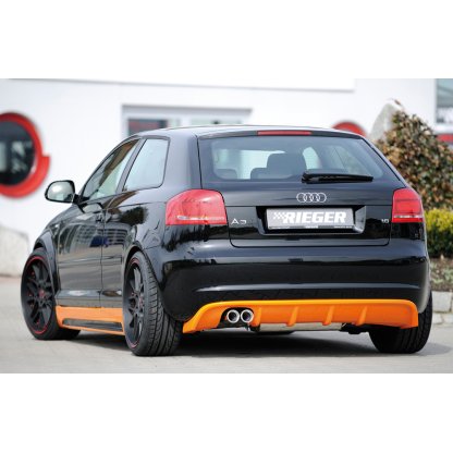 Rieger vložka zadního nárazníku pro Audi A3 8P 5-dvéř., Sportback po faceliftu, plast ABS bez povrchové úpravy, pro dvojitou koncovku vlevo 2x76 mm