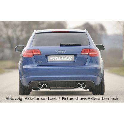 Rieger vložka zadního nárazníku pro Audi A3 8P 5-dvéř., Sportback po faceliftu, plast ABS bez povrchové úpravy, pro sportovní koncovky na obou stranách 4x76 mm