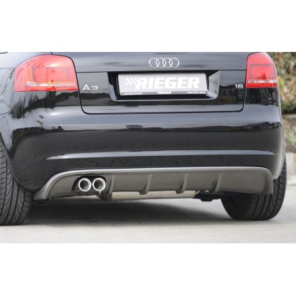 Rieger vložka zadního nárazníku pro Audi A3 8P 5-dvéř., Sportback po faceliftu, plast ABS s povrchovou úpravou Carbon-Look, pro dvojitou koncovku vlevo 2x76 mm