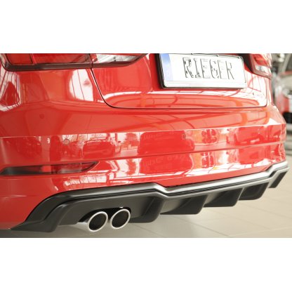 Rieger vložka zadního nárazníku pro Audi A3 8V 3-dvéř. (convertible 8V7), 5-dvéř. (sedan 8VS) po faceliftu, plast ABS bez povrchové úpravy, pro dvojitou koncovku vlevo