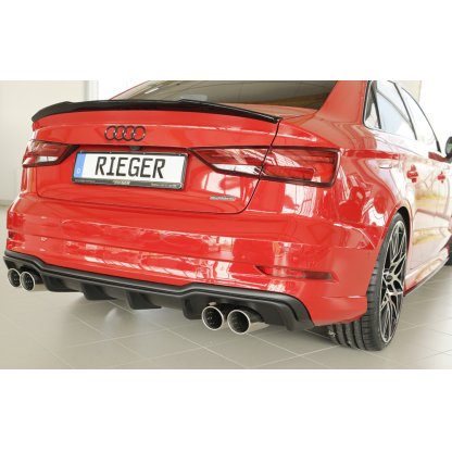Rieger vložka zadního nárazníku pro Audi A3 8V 3-dvéř. (convertible 8V7), 5-dvéř. (sedan 8VS) po faceliftu, plast ABS bez povrchové úpravy, pro sportovní koncovky na obou stranách 4x90 mm