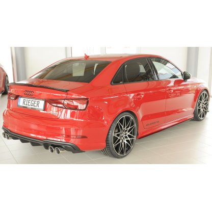 Rieger vložka zadního nárazníku pro Audi A3 8V 3-dvéř. (convertible 8V7), 5-dvéř. (sedan 8VS) po faceliftu, plast ABS bez povrchové úpravy, pro sportovní koncovky na obou stranách 4x90 mm