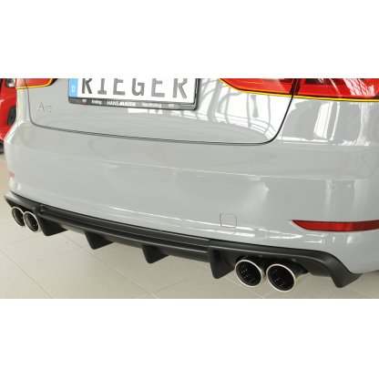 Rieger vložka zadního nárazníku pro Audi A3 8V 3-dvéř. (convertible 8V7), 5-dvéř. (sedan 8VS) před faceliftem, plast ABS bez povrchové úpravy, pro dvojité koncovky na obou stranách 4x90 mm