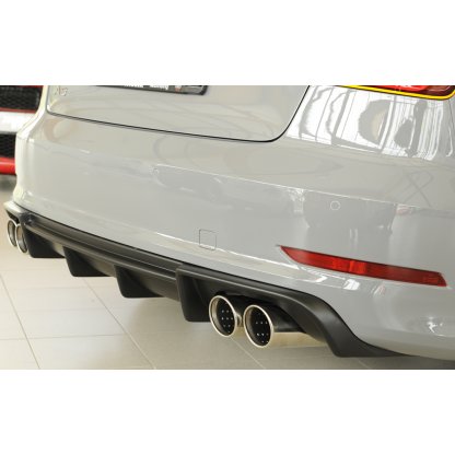 Rieger vložka zadního nárazníku pro Audi A3 8V 3-dvéř. (convertible 8V7), 5-dvéř. (sedan 8VS) před faceliftem, plast ABS bez povrchové úpravy, pro dvojité koncovky na obou stranách 4x90 mm