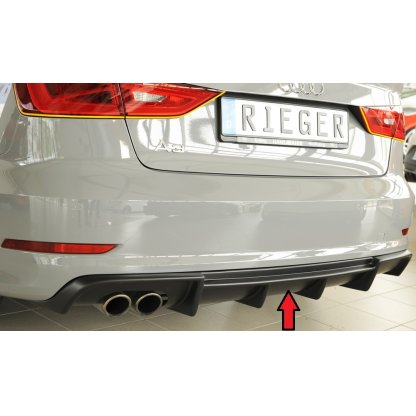 Rieger vložka zadního nárazníku pro Audi A3 8V 3-dvéř. (convertible 8V7), 5-dvéř. (sedan 8VS) před faceliftem, plast ABS bez povrchové úpravy, pro dvojitou koncovku vlevo