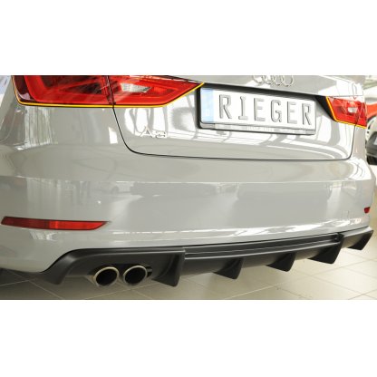 Rieger vložka zadního nárazníku pro Audi A3 8V 3-dvéř. (convertible 8V7), 5-dvéř. (sedan 8VS) před faceliftem, plast ABS bez povrchové úpravy, pro dvojitou koncovku vlevo