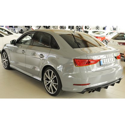 Rieger vložka zadního nárazníku pro Audi A3 8V 3-dvéř. (convertible 8V7), 5-dvéř. (sedan 8VS) před faceliftem, plast ABS bez povrchové úpravy, pro dvojitou koncovku vlevo