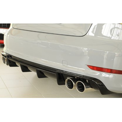 Rieger vložka zadního nárazníku pro Audi A3 8V 3-dvéř. (convertible 8V7), 5-dvéř. (sedan 8VS) před faceliftem, plast ABS lakovaný do černé lesklé barvy, pro dvojité koncovky na obou stranách 4x90 mm