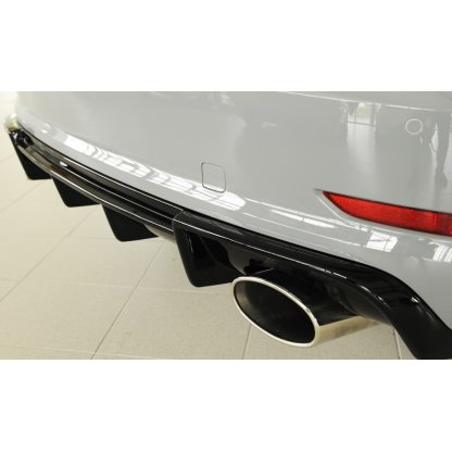 Rieger vložka zadního nárazníku pro Audi A3 8V 3-dvéř. (convertible 8V7), 5-dvéř. (sedan 8VS) před faceliftem, plast ABS lakovaný do černé lesklé barvy, pro sportovní koncovky na obou stranách 152x95 mm