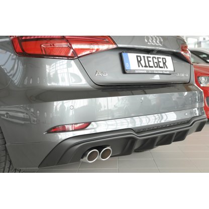 Rieger vložka zadního nárazníku pro Audi A3 8V 3-dvéř. (hatchback 8V1), 5-dvéř. (sportback 8VA) po faceliftu, plast ABS bez povrchové úpravy, pro dvojitou koncovku vlevo