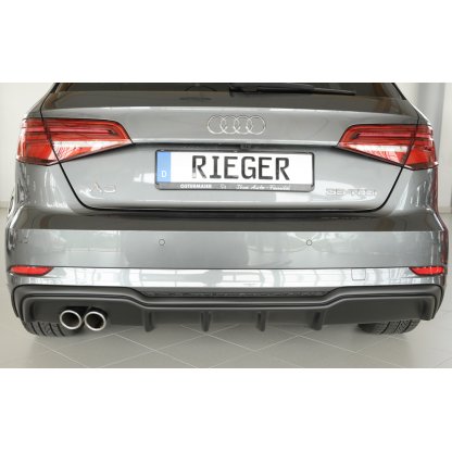 Rieger vložka zadního nárazníku pro Audi A3 8V 3-dvéř. (hatchback 8V1), 5-dvéř. (sportback 8VA) po faceliftu, plast ABS bez povrchové úpravy, pro dvojitou koncovku vlevo
