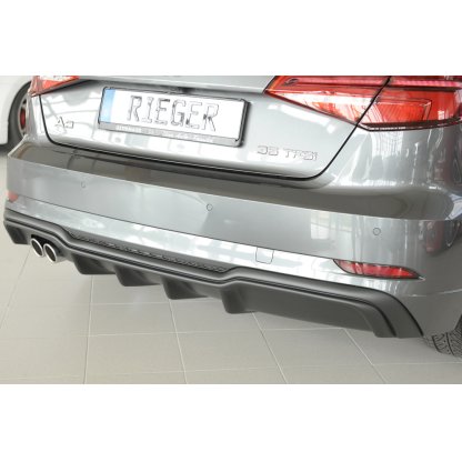 Rieger vložka zadního nárazníku pro Audi A3 8V 3-dvéř. (hatchback 8V1), 5-dvéř. (sportback 8VA) po faceliftu, plast ABS bez povrchové úpravy, pro dvojitou koncovku vlevo