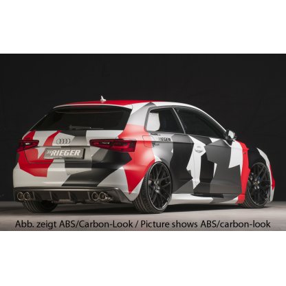 Rieger vložka zadního nárazníku pro Audi A3 8V 3-dvéř. (hatchback 8V1), 5-dvéř. (sportback 8VA) před faceliftem, plast ABS bez povrchové úpravy, mimo S-Line, pro dvojité koncovky na obou stranách